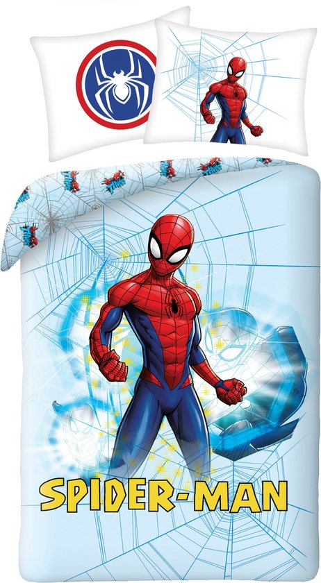 SpiderMan Dekbedovertrek Web - Eenpersoons - 140 x 200 cm - Katoen |