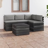 Decoways - 5-delige Loungeset met kussens pallet massief grenenhout