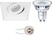 LED Spot Set - Primux Nivas Pro - GU10 Fitting - Inbouw Vierkant - Mat Wit - Trimless - Kantelbaar - 150mm - Philips - CorePro 840 36D - 5W - Natuurlijk Wit 4000K - Dimbaar