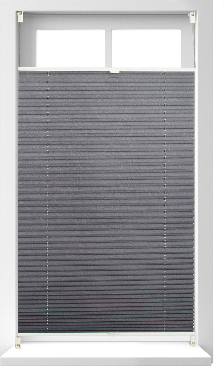 Relaxdays 1x plissegordijn grijs - 80x130 cm - plisséjaloezie - klemsteun- raambekleding