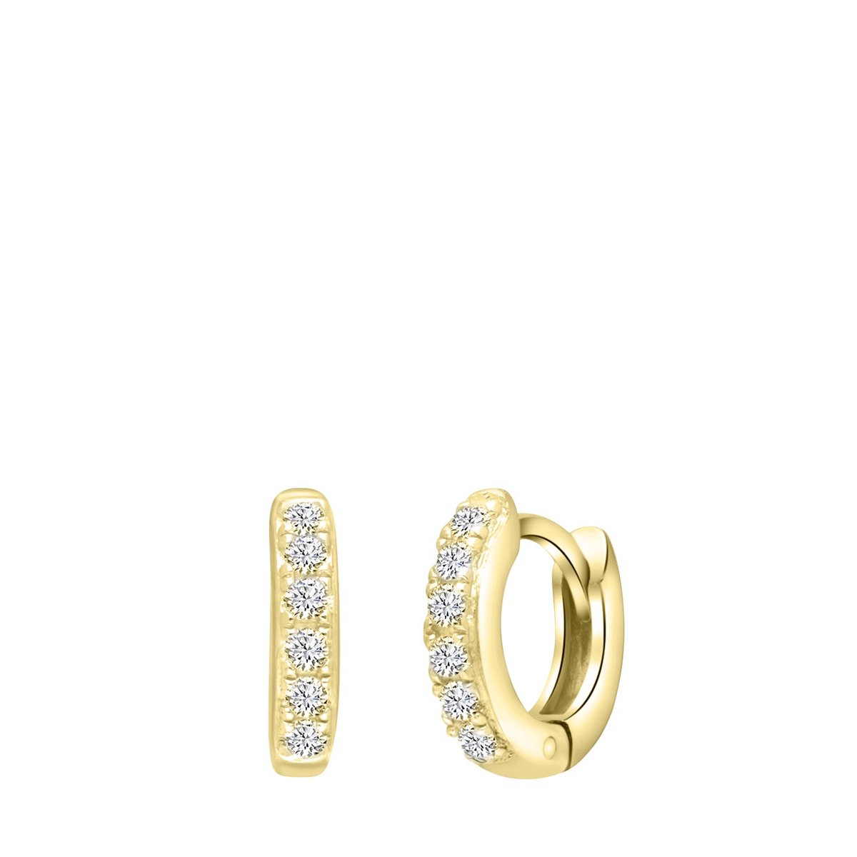Lucardi Dames Goldplated oorringen zirkonia - Oorbellen - Cadeau - Echt Zilver - Goudkleurig