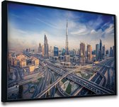 Akoestische panelen - Geluidsisolatie - Akoestische wandpanelen - Akoestisch schilderij AcousticPro® - paneel met de skyline van Dubai - design 187 - Basic - 130x90 - Wit- Wanddeco