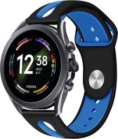 Siliconen sport duo bandje - geschikt voor Fossil Gen 6 44mm / Gen 5e 44mm / Gen 5 - zwart/blauw