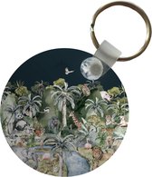 Sleutelhanger - Jungle Decoratie - Kinderen - Dieren - Plastic - Rond - Uitdeelcadeautjes