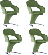 Decoways - Eetkamerstoelen 4 st fluweel groen