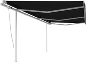 Decoways - Luifel handmatig uittrekbaar met palen 6x3,5 m antracietkleurig