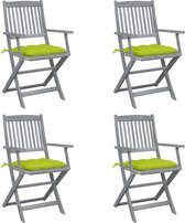 Decoways - Tuinstoelen 4 stuks inklapbaar met kussens massief acaciahout
