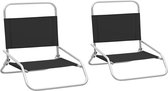 Decoways - Strandstoelen 2 stuks inklapbaar stof zwart