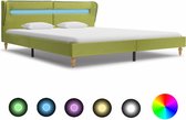 Decoways - Bedframe met LED stof groen 150x200 cm