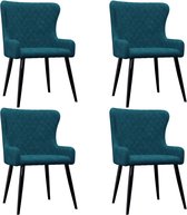 Decoways - Eetkamerstoelen 4 stuks fluweel blauw