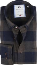 Giordano - Overhemd Bologna Ruit Donkergroen - 39 - Heren - Modern-fit