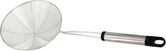 HIT Kookgerei schuimspaan opscheplepel - RVS/zwart - 37 cm - Keukengerei