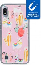 Samsung Galaxy A10 Hoesje - My Style - Magneta Serie - TPU Backcover - Pink Alpaca - Hoesje Geschikt Voor Samsung Galaxy A10
