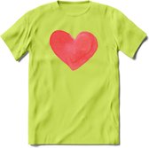 Valentijn Pastel waterverf Hart T-Shirt | Grappig Valentijnsdag Cadeautje voor Hem en Haar | Dames - Heren - Unisex | Kleding Cadeau | - Groen - XL