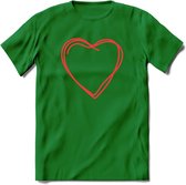 Valentijn Hart T-Shirt | Grappig Valentijnsdag Cadeautje voor Hem en Haar | Dames - Heren - Unisex | Kleding Cadeau | - Donker Groen - S
