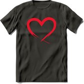 Valentijn Hart T-Shirt | Grappig Valentijnsdag Cadeautje voor Hem en Haar | Dames - Heren - Unisex | Kleding Cadeau | - Donker Grijs - S