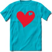 Valentijn Hart T-Shirt | Grappig Valentijnsdag Cadeautje voor Hem en Haar | Dames - Heren - Unisex | Kleding Cadeau | - Blauw - 3XL