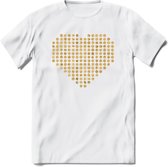 Valentijn Goud Hart T-Shirt | Grappig Valentijnsdag Cadeautje voor Hem en Haar | Dames - Heren - Unisex | Kleding Cadeau | - Wit - L