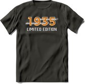 1935 Limited Edition T-Shirt | Goud - Zilver | Grappig Verjaardag en Feest Cadeau Shirt | Dames - Heren - Unisex | Tshirt Kleding Kado | - Donker Grijs - XXL