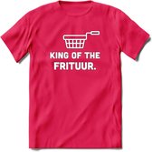 King Of The Frituur - Snack T-Shirt | Grappig Verjaardag Kleding Cadeau | Eten En Snoep Shirt | Dames - Heren - Unisex Tshirt | - Roze - L