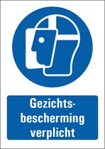 Gezichtsbescherming verplicht sticker met tekst 148 x 210 mm