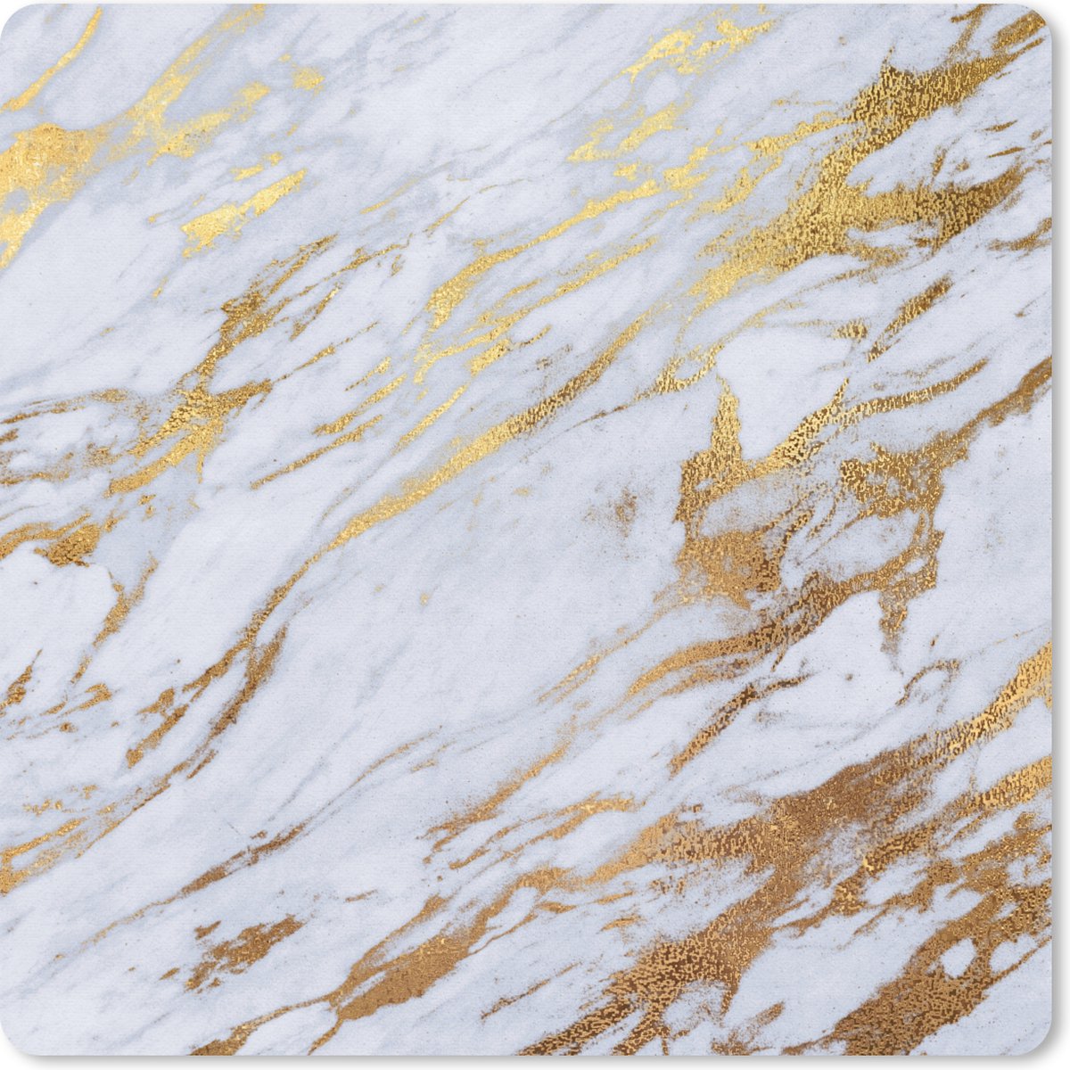 Muismat 20x20 cm - Mousepad Marmer - Patronen - Goud - Wit - Muismatten