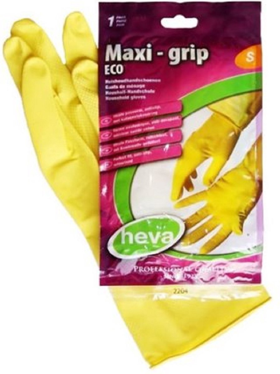 Heva Huishoudhandschoenen Eco Maxi Grip - Maat L - Geel - Natuurlatex - Professional Quality - Voedingsgeschikt - 1 paar