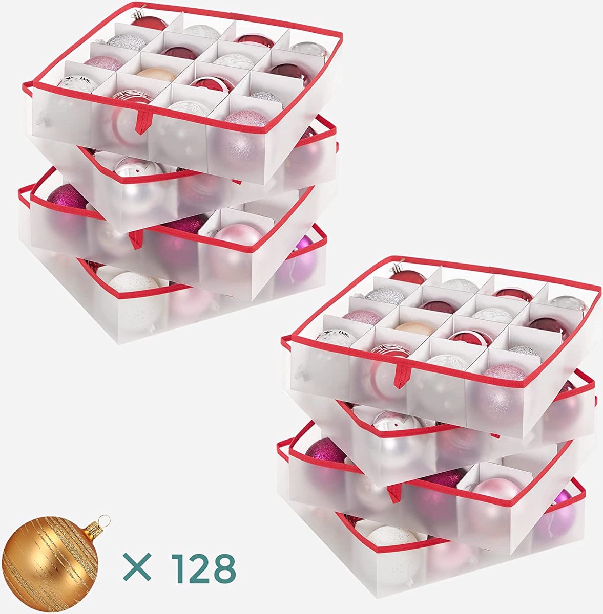 Hysagtek Opbergdoos voor Kerstmis, met 2 niveaus en 48 vakken, voor Hysagtek Opbergdoos voor Kerstmis, met 2 niveaus en 48 vakken, voor