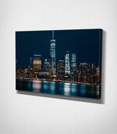 New York City At Night Canvas - 60 x 40 cm - Steden - Schilderij - Canvas - Slaapkamer - Wanddecoratie  - Slaapkamer - Foto op canvas