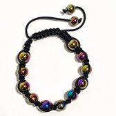 Handgemaakte armband regenboog Obsidiaan verstelbaar
