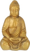 Relaxdays Boeddha beeld goud - tuindecoratie - 50 cm hoog - binnen & buiten - weervast