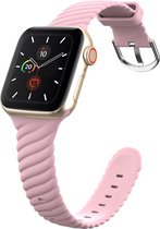 Compatible apple watch bandje - By Qubix - Siliconen 'Twist' bandje - Roze - Geschikt voor Apple Watch 38mm / 40mm / 41mm - Apple watch series 3/4/5/6/7