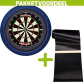 Mission Samurai 2 + Rubberen Dartmat 120*300 incl oche + Dartbordverlichting Basic (Blauw)