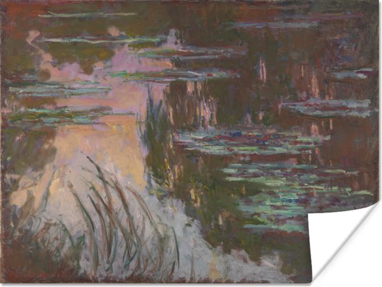 Poster De waterlelies bij ondergaande zon - Schilderij van Claude Monet - 80x60 cm