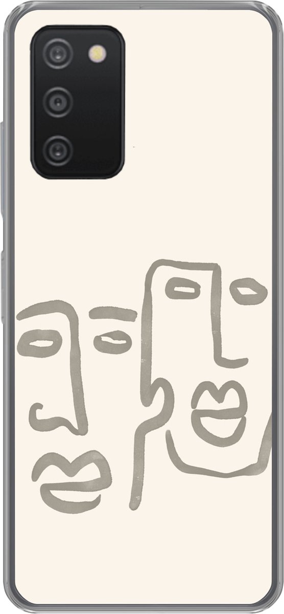 Telefoonhoesje Geschikt voor Samsung galaxy a73 hoesje - Gezicht - Abstract - Line art - Siliconen Telefoonhoesje Telefoonhoesje