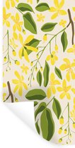 Muurstickers - Sticker Folie - Bloem - Geel - Patronen - 60x120 cm - Plakfolie - Muurstickers Kinderkamer - Zelfklevend Behang - Zelfklevend behangpapier - Stickerfolie