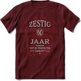 60 Jaar Legendarisch Gerijpt T-Shirt | Rood - Grijs | Grappig Verjaardag en Feest Cadeau Shirt | Dames - Heren - Unisex | Tshirt Kleding Kado | - Burgundy - M