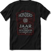 100 Jaar Legendarisch Gerijpt T-Shirt | Rood - Grijs | Grappig Verjaardag en Feest Cadeau Shirt | Dames - Heren - Unisex | Tshirt Kleding Kado | - Zwart - L