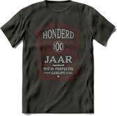 100 Jaar Legendarisch Gerijpt T-Shirt | Rood - Grijs | Grappig Verjaardag en Feest Cadeau Shirt | Dames - Heren - Unisex | Tshirt Kleding Kado | - Donker Grijs - S