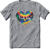 Pride Day | Pride T-Shirt | Grappig LHBTIQ+ / LGBTQ / Gay / Homo / Lesbi Cadeau Shirt | Dames - Heren - Unisex | Tshirt Kleding Kado | - Donker Grijs - Gemaleerd - M