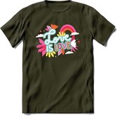 Love is Love | Pride T-Shirt | Grappig LHBTIQ+ / LGBTQ / Gay / Homo / Lesbi Cadeau Shirt | Dames - Heren - Unisex | Tshirt Kleding Kado | - Leger Groen - M