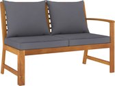 Decoways - Tuinbank met donkergrijs kussen 114,5 cm massief acaciahout