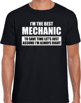I'm the best mechanic - always right t-shirt zwart heren - Cadeau verjaardag t-shirt monteur XL