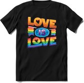 Love Is Love | Pride T-Shirt | Grappig LHBTIQ+ / LGBTQ / Gay / Homo / Lesbi Cadeau Shirt | Dames - Heren - Unisex | Tshirt Kleding Kado | - Zwart - L