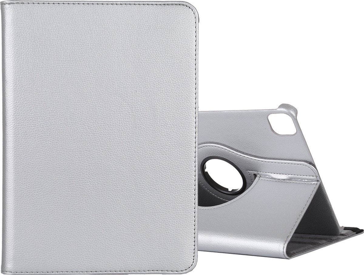 Mobigear Tablethoes geschikt voor Apple iPad Pro 12.9 Inch (2021) Hoes | Mobigear DuoStand Draaibare Bookcase - Zilver