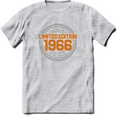 1966 Limited Edition Ring T-Shirt | Zilver - Goud | Grappig Verjaardag en Feest Cadeau Shirt | Dames - Heren - Unisex | Tshirt Kleding Kado | - Licht Grijs - Gemaleerd - XL