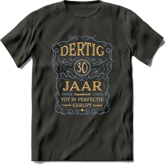 30 Jaar Legendarisch Gerijpt T-Shirt | Sky Blue - Ivoor | Grappig Verjaardag en Feest Cadeau Shirt | Dames - Heren - Unisex | Tshirt Kleding Kado | - Donker Grijs - M