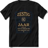 60 Jaar Legendarisch Gerijpt T-Shirt | Royal Blue - Ivoor | Grappig Verjaardag en Feest Cadeau Shirt | Dames - Heren - Unisex | Tshirt Kleding Kado | - Zwart - S