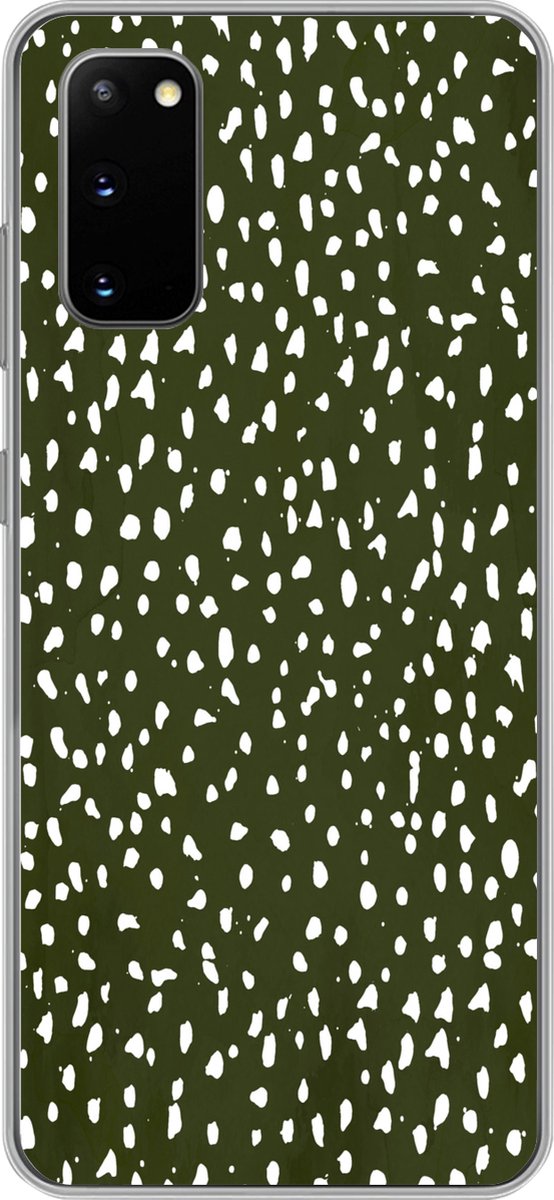 Telefoonhoesje Geschikt voor Samsung Galaxy S20 hoesje - Stippen - Wit - Zwart - Siliconen Telefoonhoesje Telefoonhoesje