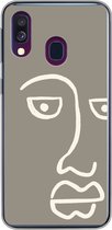 Geschikt voor Samsung Galaxy A40 hoesje - Gezicht - Abstract - Line art - Siliconen Telefoonhoesje